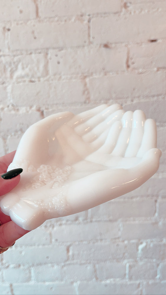 
            
                Load image into Gallery viewer, Vintage Milk Glass Hand Dish
            
        