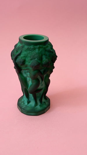 Vintage 1930's Malachite "Ingrid" Glass Vase
