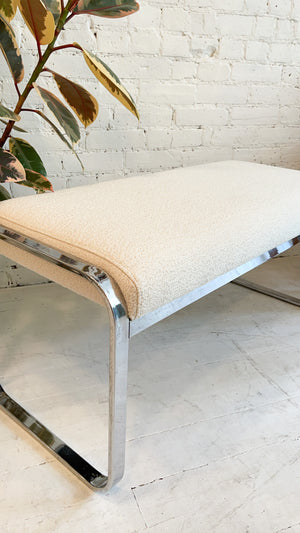 Vintage Boucle Bench with Chrome Legs