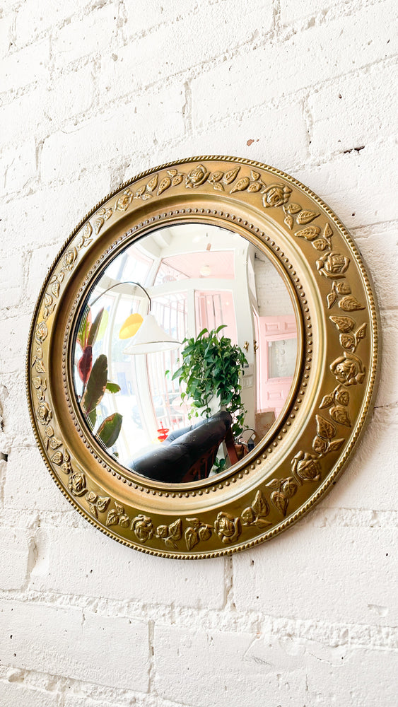 
            
                Load image into Gallery viewer, Vintage Brass Convex Mirror
            
        