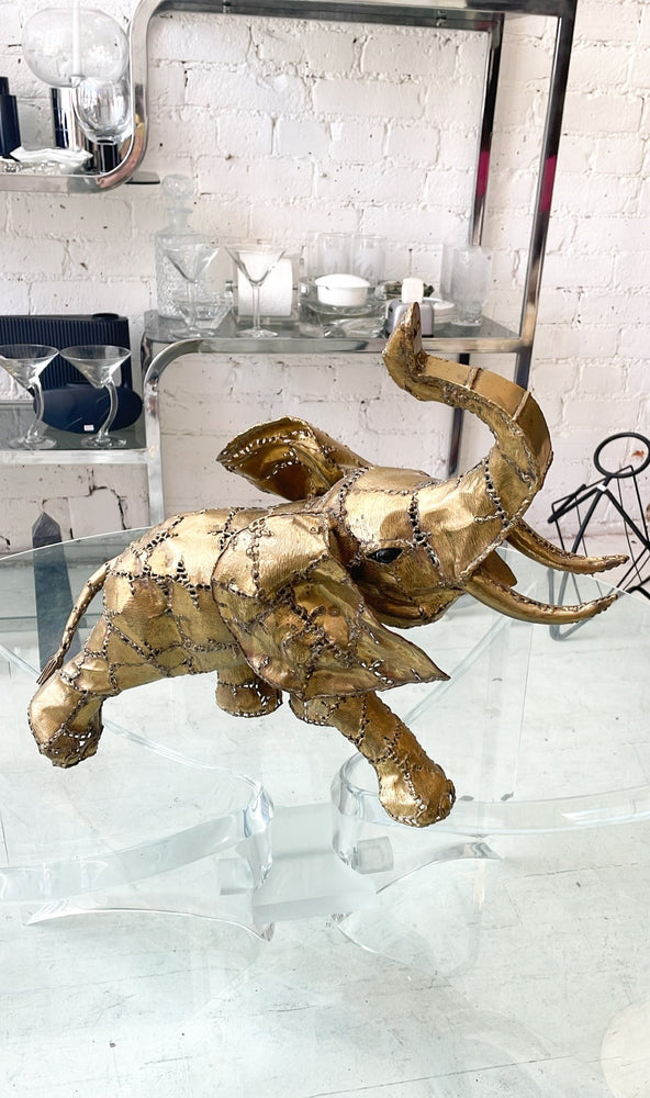 Vintage Luciano Bustamante Brass Elephant Sculpture