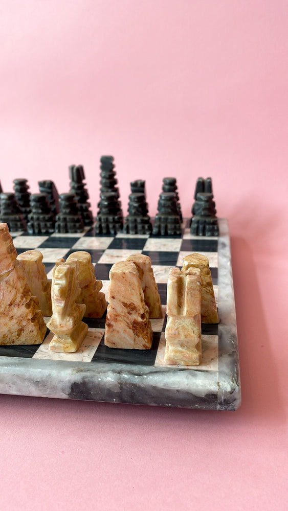Vintage Aztec Mini Marble Chess Set