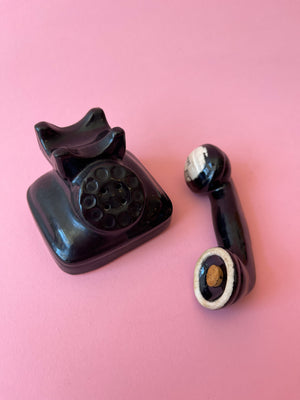Vintage Ceramic Rotary Telephone Salt & Pepper Shakers