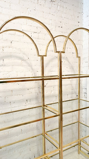 
            
                Load image into Gallery viewer, Vintage Art Deco Style Brass Shelving Unit
            
        
