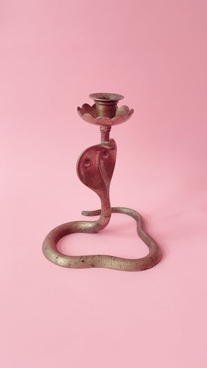 Vintage Brass Cobra Candlestick