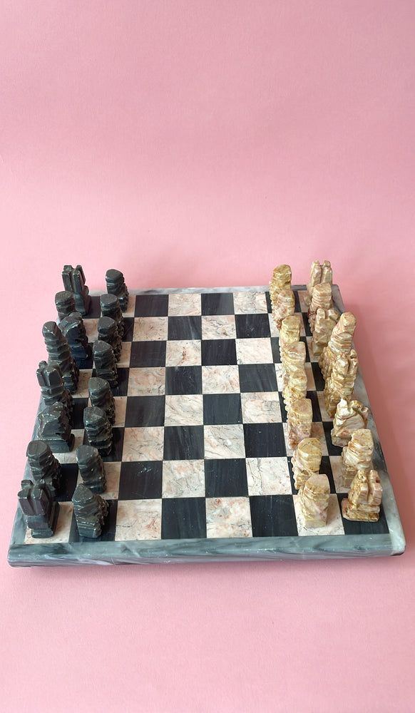 Vintage Aztec Mini Marble Chess Set