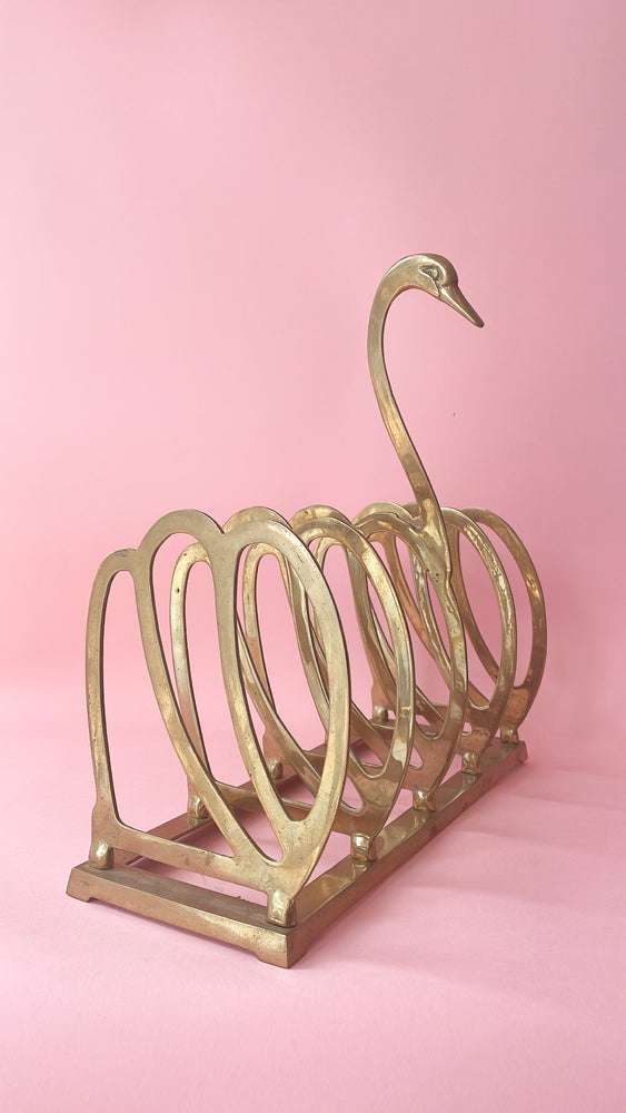 
            
                Load image into Gallery viewer, Vintage Brass Swan Magazine Rack
            
        