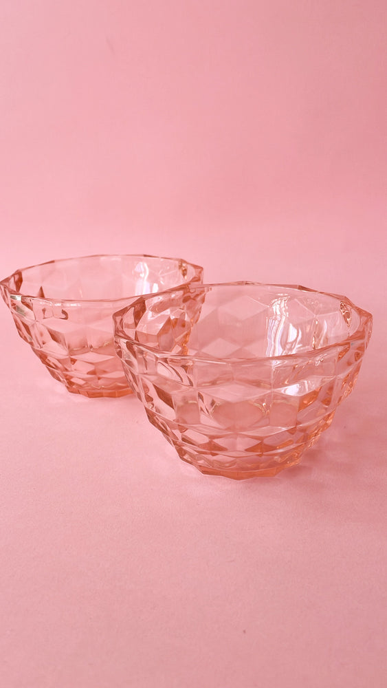 Vintage Fosteria Cubist Glass Bowls