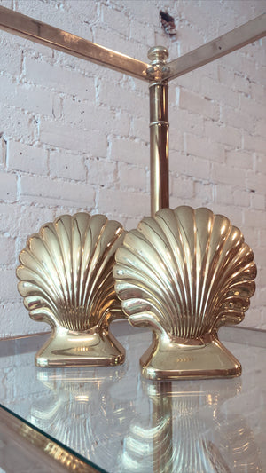 Vintage Brass Shell Bookends (Pair)