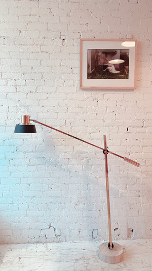 Vintage MCM Reggiani Articulated Floor Lamp with Travertine Base