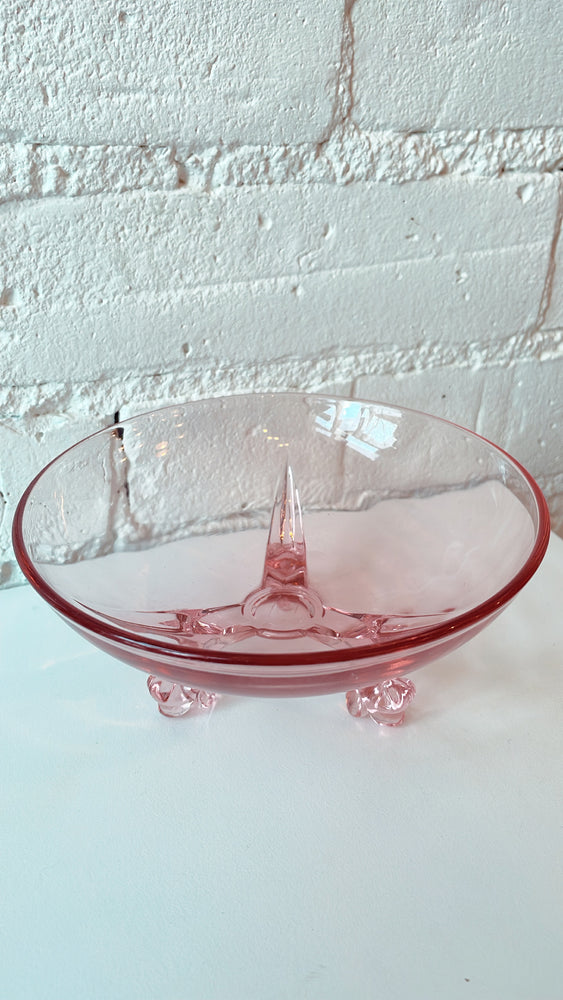 Vintage Depression Glass Candy Dish with Feet