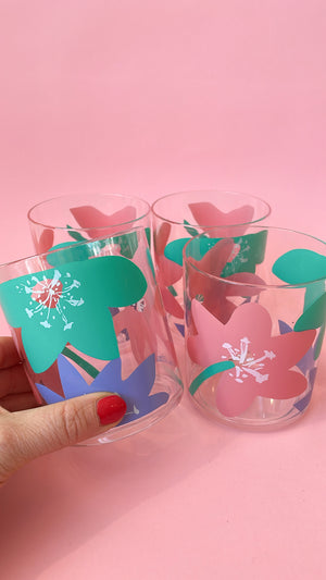Vintage Abstract Flower Glasses