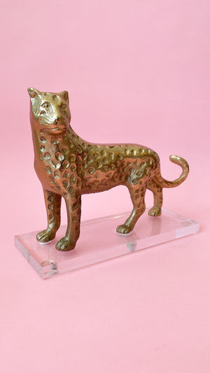 
            
                Load image into Gallery viewer, Vintage Brass Cheetah on Lucite Stand
            
        