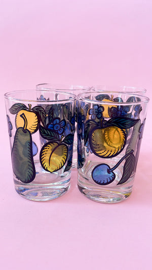 Vintage Stained Glass Fruit Juice Glasses