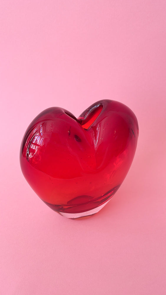 Vintage Oversized Art Glass Heart Vase