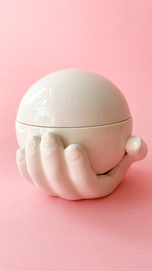 
            
                Load image into Gallery viewer, Vintage Helping Hands Ceramic Hand &amp;amp; Sphere Jewelry Dish
            
        