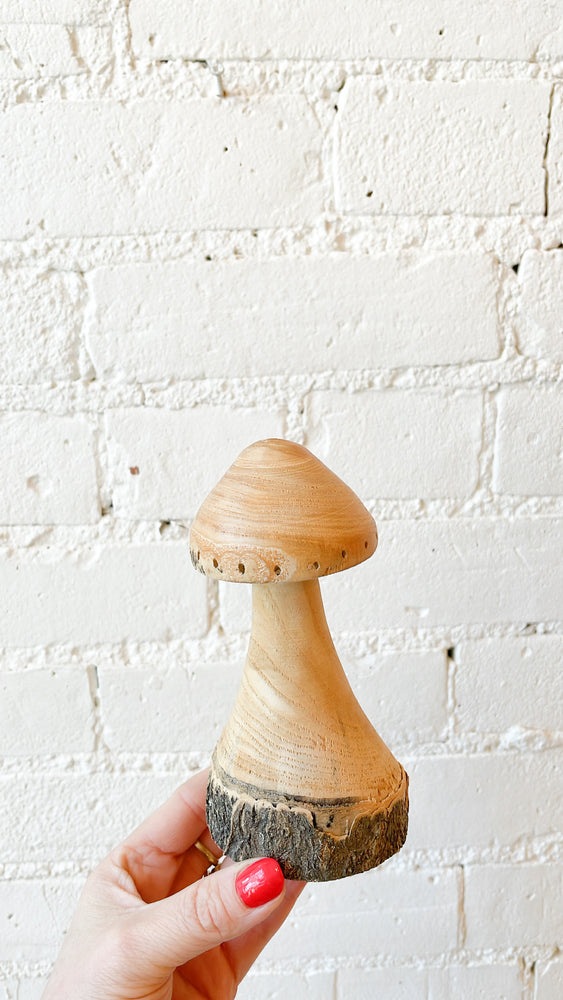 Hand Carved Wooden Mushroom