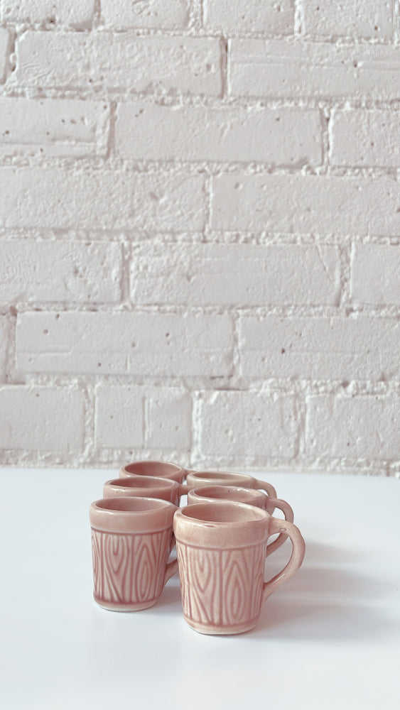 Vintage Ceramic Wood Barrel Mug Shot Glasses