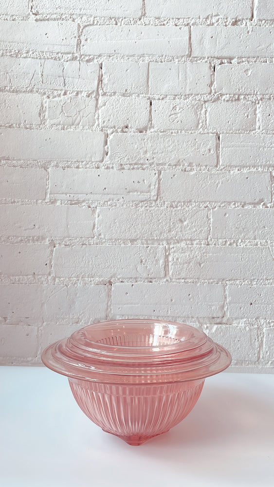 Vintage 1930's Pink Depression Glass Mixing Bowl Set
