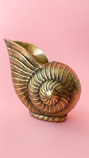 Vintage Brass Shell Vase