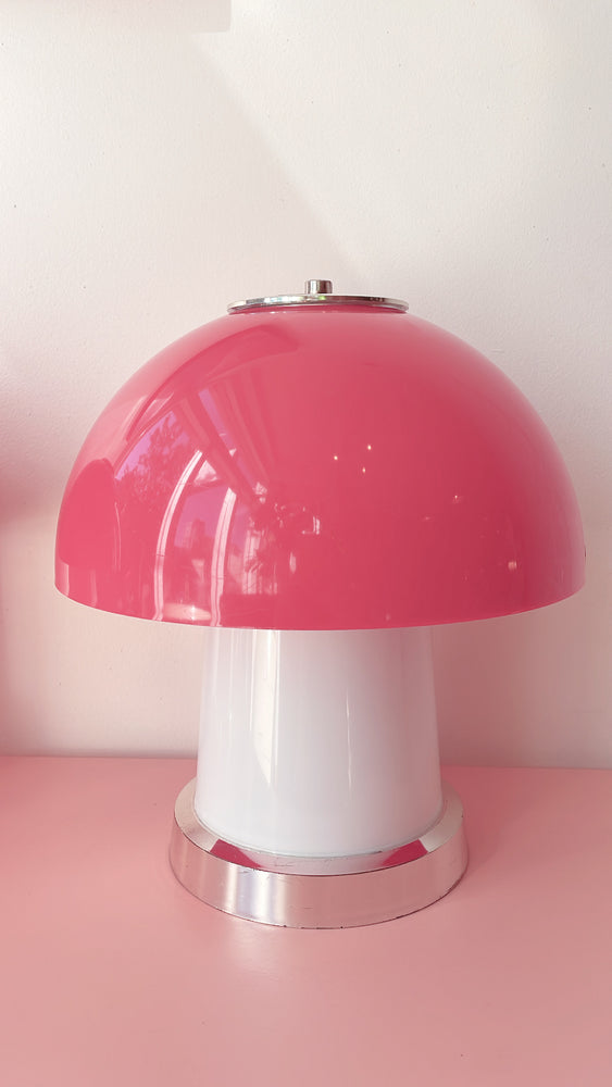 Vintage 70’s Space Age Red Mushroom Table Lamps