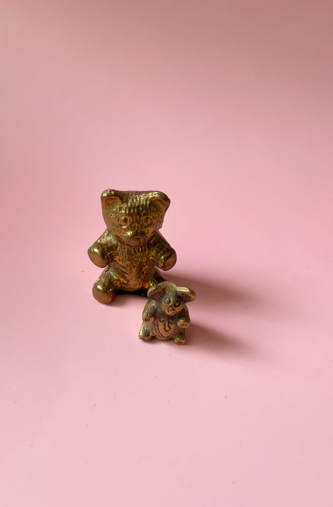 Tiny Brass Teddy Bears (Set of 2)