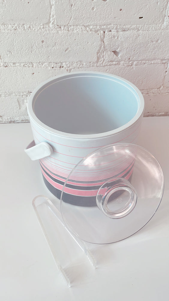 Vintage 80's Ice Bucket with Lid and Tongs
