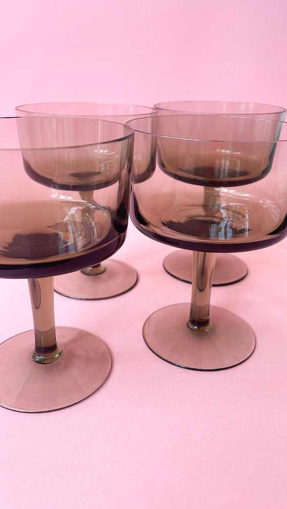 
            
                Load image into Gallery viewer, Vintage Smoked Glass Coupes
            
        