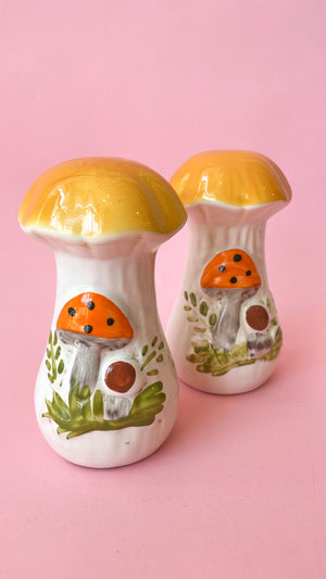 Vintage Mushroom Salt & Pepper Shakers