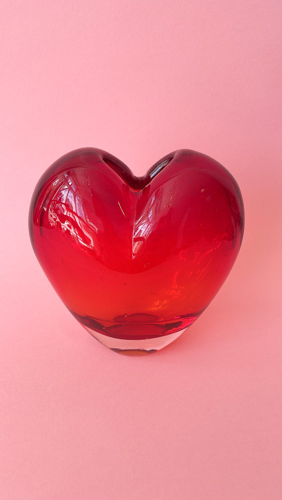 Vintage Oversized Art Glass Heart Vase