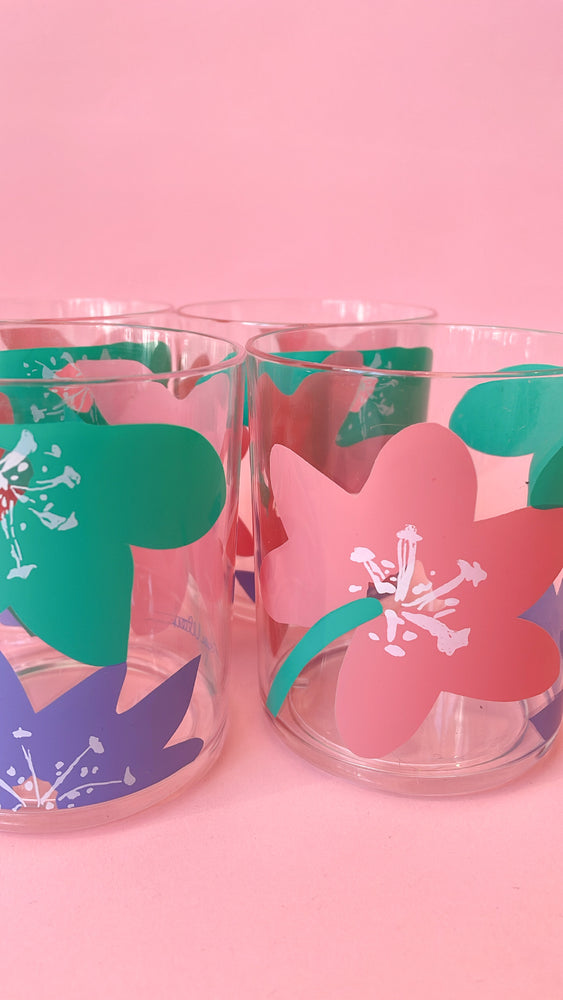 Vintage Abstract Flower Glasses