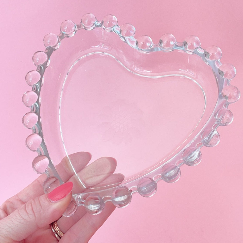 Vintage Bubble Heart Glass Dish/Ashtray