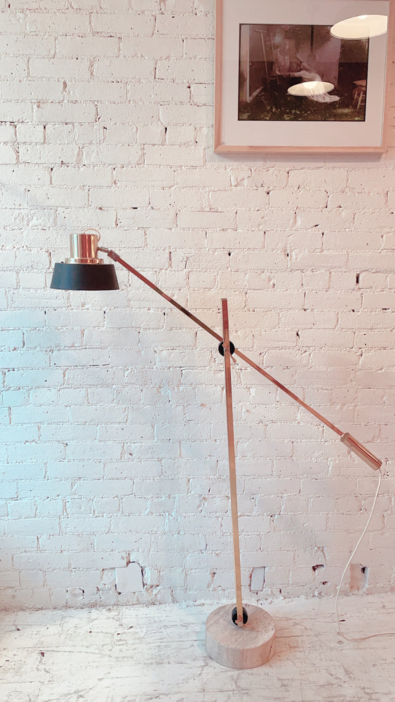 Vintage MCM Reggiani Articulated Floor Lamp with Travertine Base