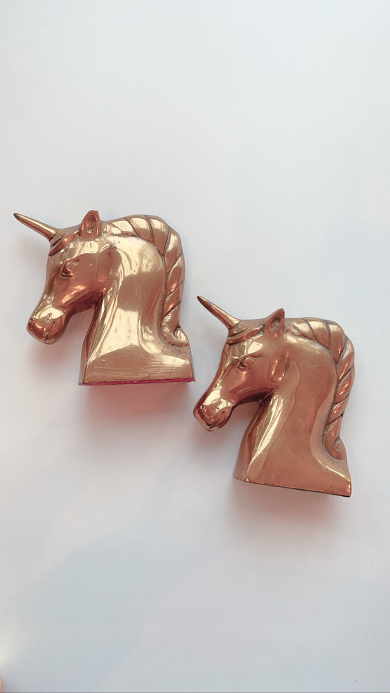 Unicorn Brass Bookends