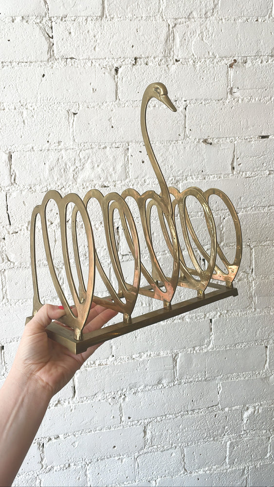 
            
                Load image into Gallery viewer, Vintage Brass Swan Magazine Rack
            
        