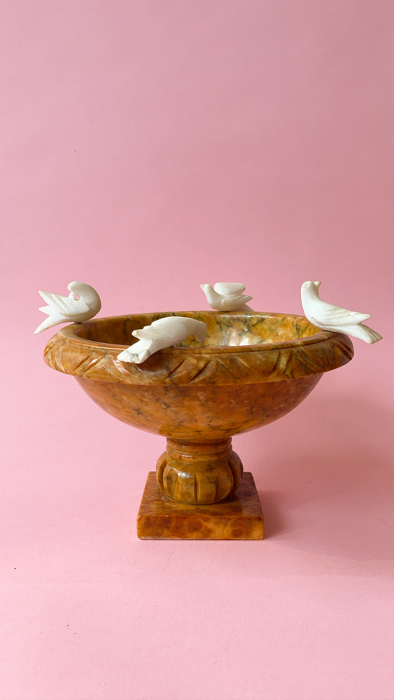 
            
                Load image into Gallery viewer, Vintage Alabaster Bird Bath Pedestal Bowl
            
        
