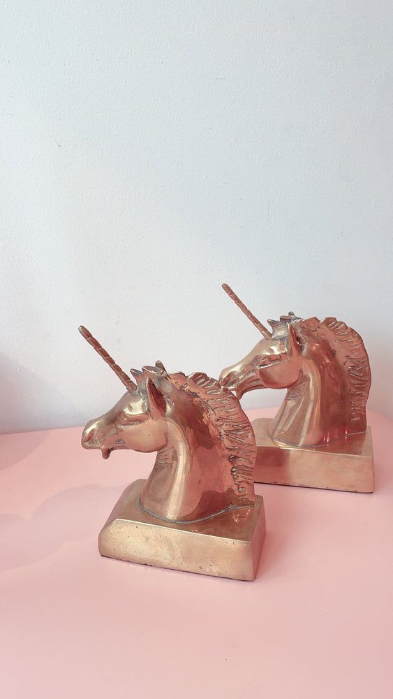 Vintage Brass Unicorn Bookends