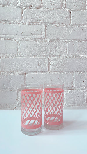 Vintage Pink Swirl Juice Glasses