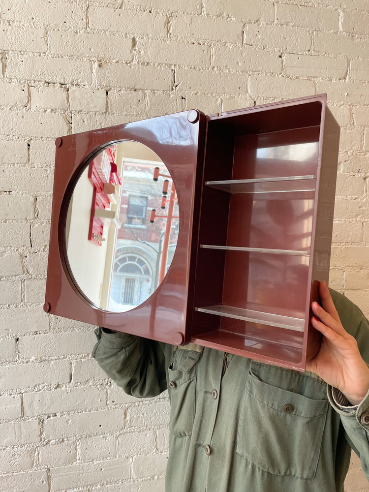 Vintage Space Age Mirrored Medicine Cabinet with Sliding Door