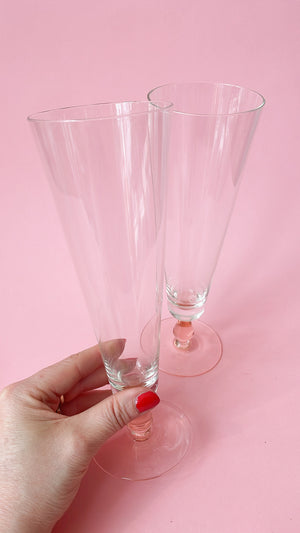 Vintage Pink Beer Glasses