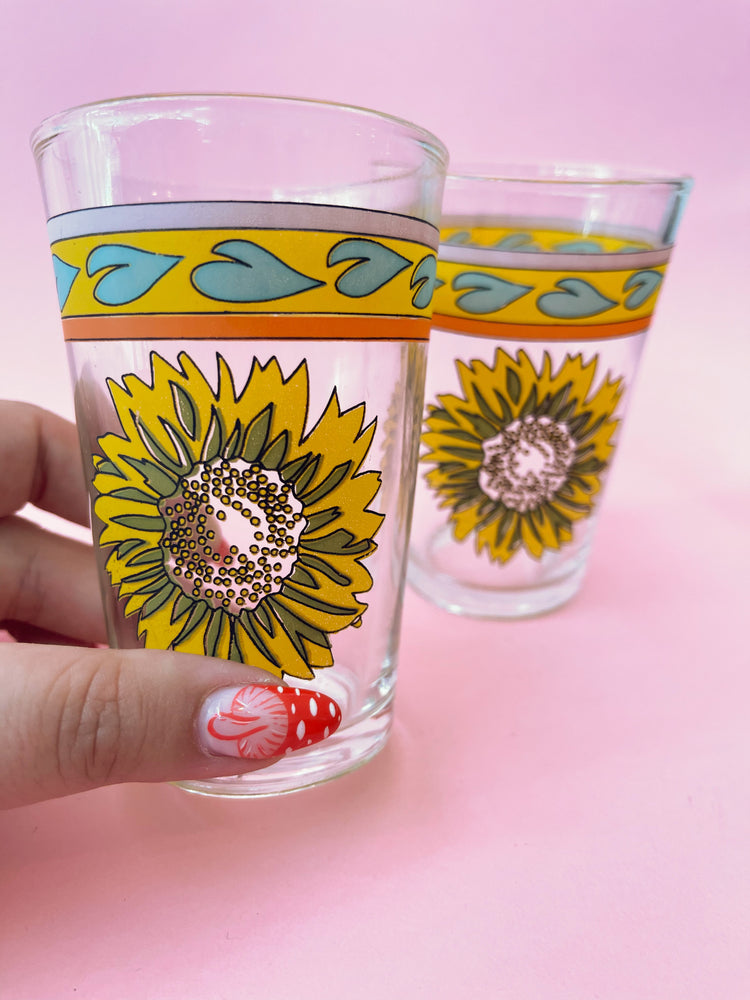 Vintage Sunflower Juice Glasses