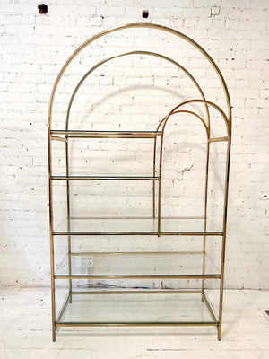 
            
                Load image into Gallery viewer, Vintage Hollywood Regency Style Arched Shelving Unit
            
        