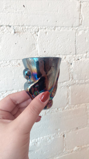 
            
                Load image into Gallery viewer, Bottoms Up Black Iridescent Shot Glass
            
        