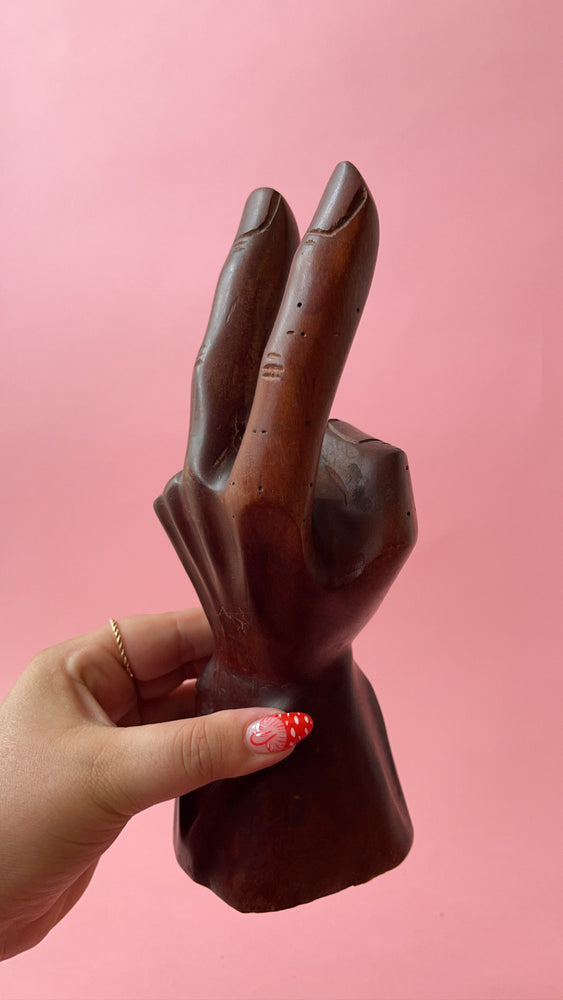 Vintage Wooden Peace Hand