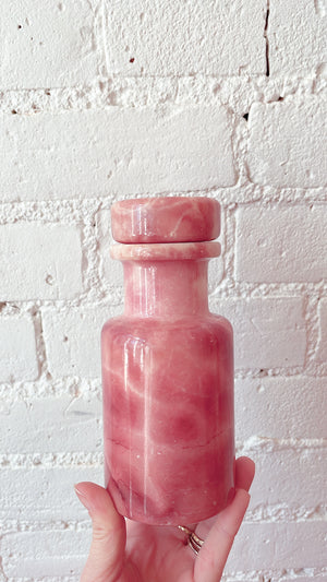 
            
                Load image into Gallery viewer, Vintage Alabaster Pink Marble Jar with Lid
            
        